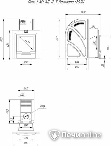 Дровяная банная печь Теплодар Каскад-12 Т Панорама (2018) в Верхней Пышме