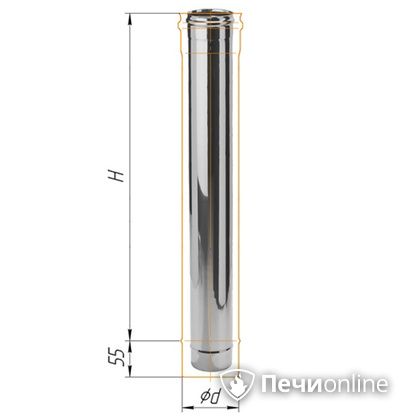 Дымоход Феррум Дымоход нержавейка 08 d-115 L=1м в Верхней Пышме