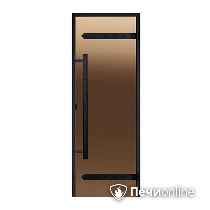 Дверь для бани Harvia Стеклянная дверь для сауны LEGEND 7/19 черная коробка сосна бронза  D71901МL в Верхней Пышме